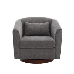 Swivel Accent Chair For Living Room, Sofa Chairs With Base Side, Comfy Swivel Accent Chair With Wide Upholstered, For Living Room - Gray
