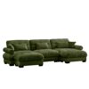 U Shape Modular Sectional Sofa Couch & Movable Ottomans Velvet Upholstery 3 Seat Corner Sofa - Olive Green - Image 11