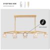 Crystal Chandelier For Dining Room, 8 Light Kitchen Chandelier Light Fixture Modern Metal Industrial Chandeliers For Farmhouse Entryway Living Room (8*G9 Bulbs Included) - Matte Gold - Image 10