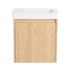 Minimalist Wall Mounted Bathroom Vanity With Ceramic Sink And Storage Cabinet - Oak - Image 8