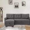 Sierra - Linen Reversible Sleeper Sectional Sofa With Storage Chaise - Dark Gray - Image 3