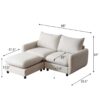 3 Piece L Shaped Modular Free Combination Sectional Sofa Couch With Ottoman - White - Image 5