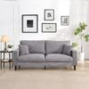 Modern Upholstered Resilience Three Seater Sofa, Comfy Wooden Frame - Light Gray - Image 2