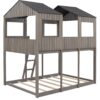 Full Over Full Bunk Bed With Roof, Window, Guardrail, Ladder - Antique Gray - Image 3