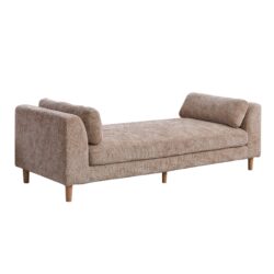 Modern Upholstered End Of Bed Bench With Armrests And Chenille Fabric - Wheat