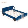 Full Size Car-Shaped Platform Bed & Wheels - Blue - Image 9