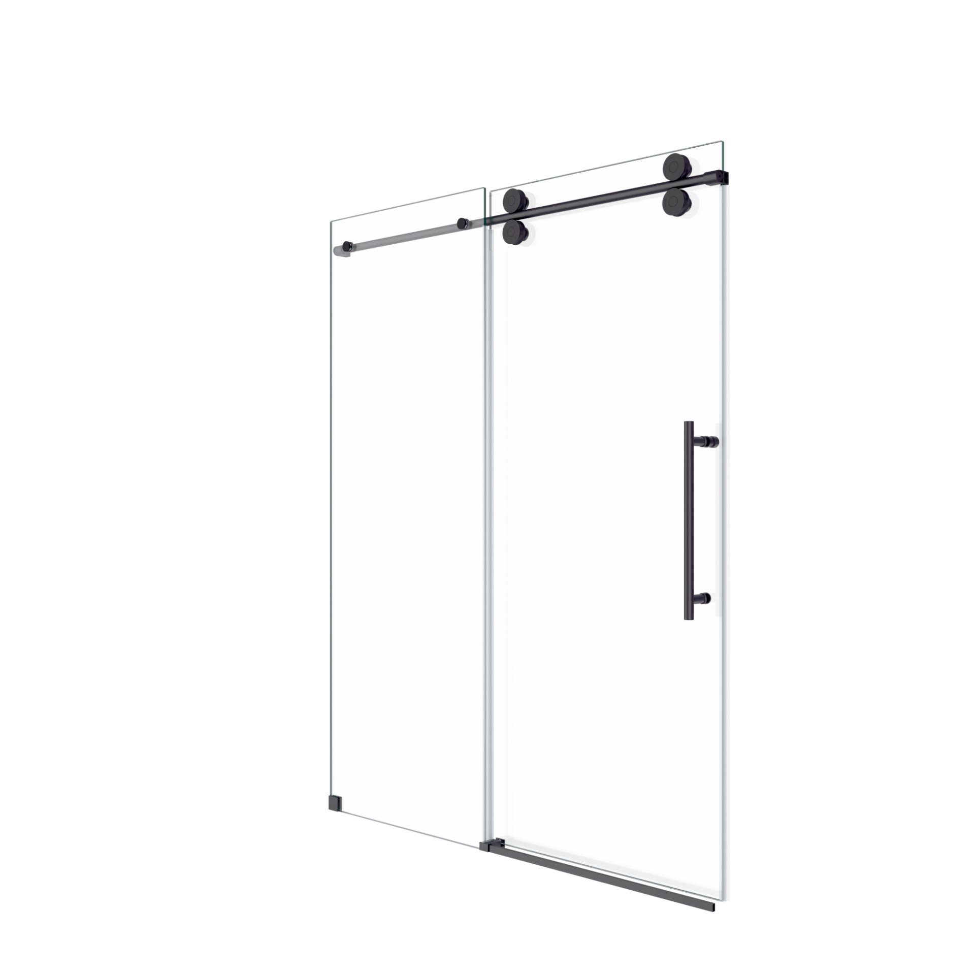 Frameless Single Sliding Shower Door Clear Tempered Glass - Matte Black - Image 13