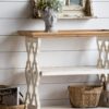 Distressed Wood Shelf Tray, French Country Console Table - Brown / Antique White - Image 5