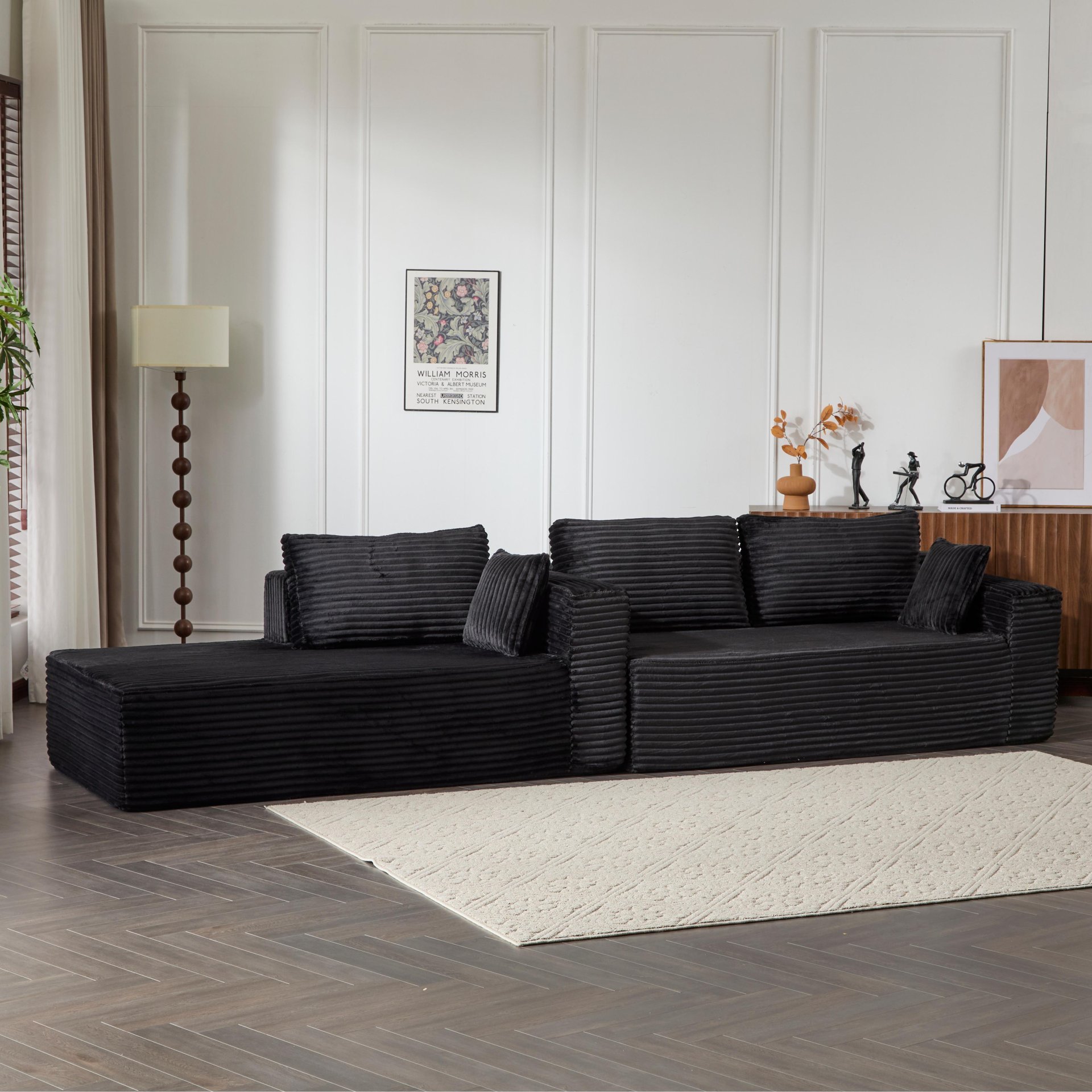 Compression Sectional Couch With Comfy Chaise, Boneless L Shape Sofa With Deep Seat, Minimalist Modular Couches Sleeper - Black - Image 11