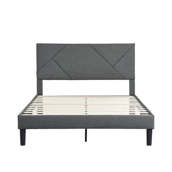 Full Size Platform Bed Frame With Headboard, Wood Slat Support, Easy Assembly - Brushed Nickel