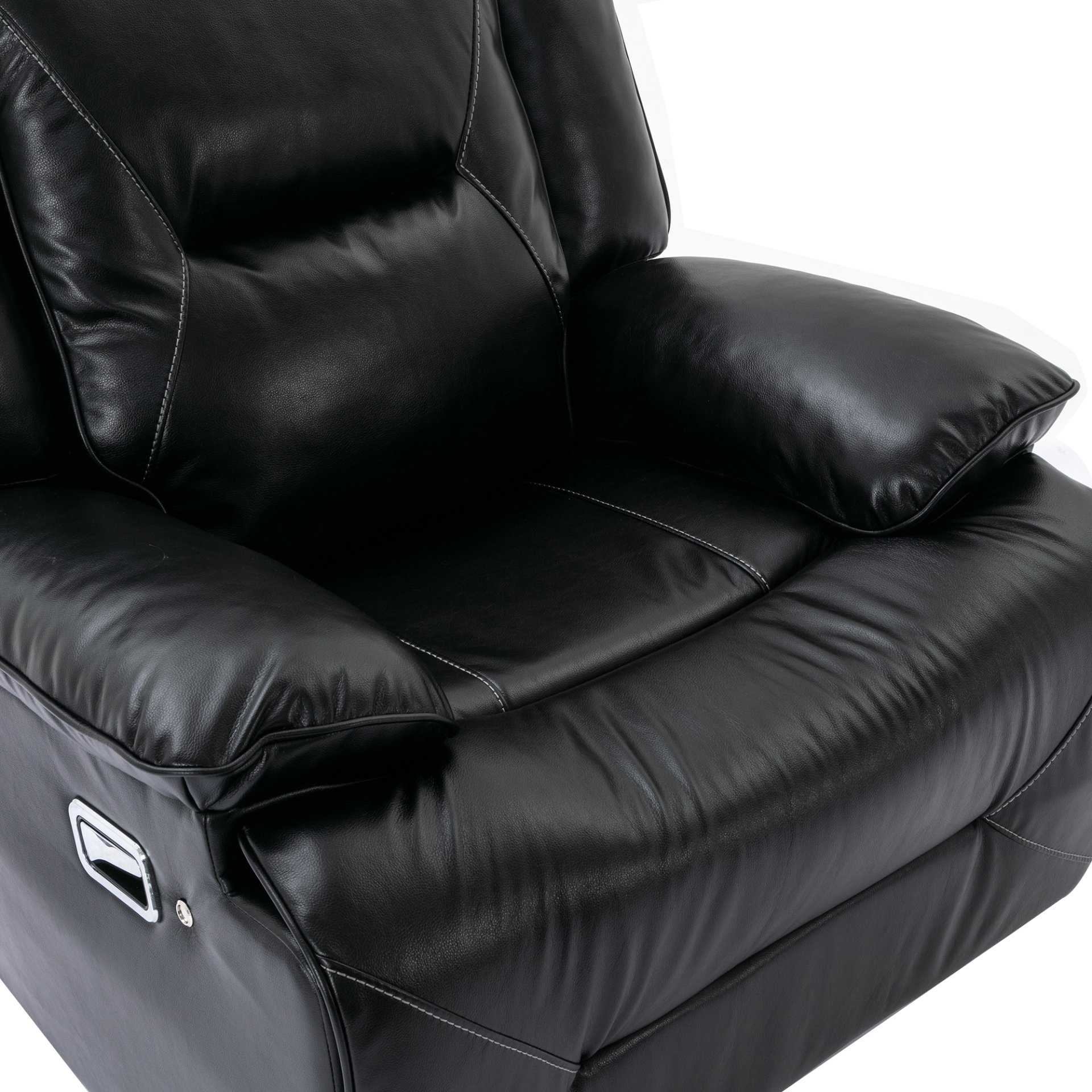 2 Seater Home Theater Recliner Manual Recliner Chair With A Led Light Strip Two Cup Holders And A Storage Box For Living Room - Black - Image 23