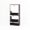 Modern Freestanding Shoe Storage Cabinet With 3 Flip Drawers - White / Walnut - Image 16