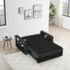Modern Convertible Sleeper Sofa Couch With Pull Out Bed With Pillows & Side Pockets For Small Space, Living Room - Black - Image 7