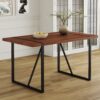 Industrial Rectangular Color Wood Grain Dining Table For 4 - 6 People, Kitchens, Patios, Dining Rooms - Walnut - Image 2
