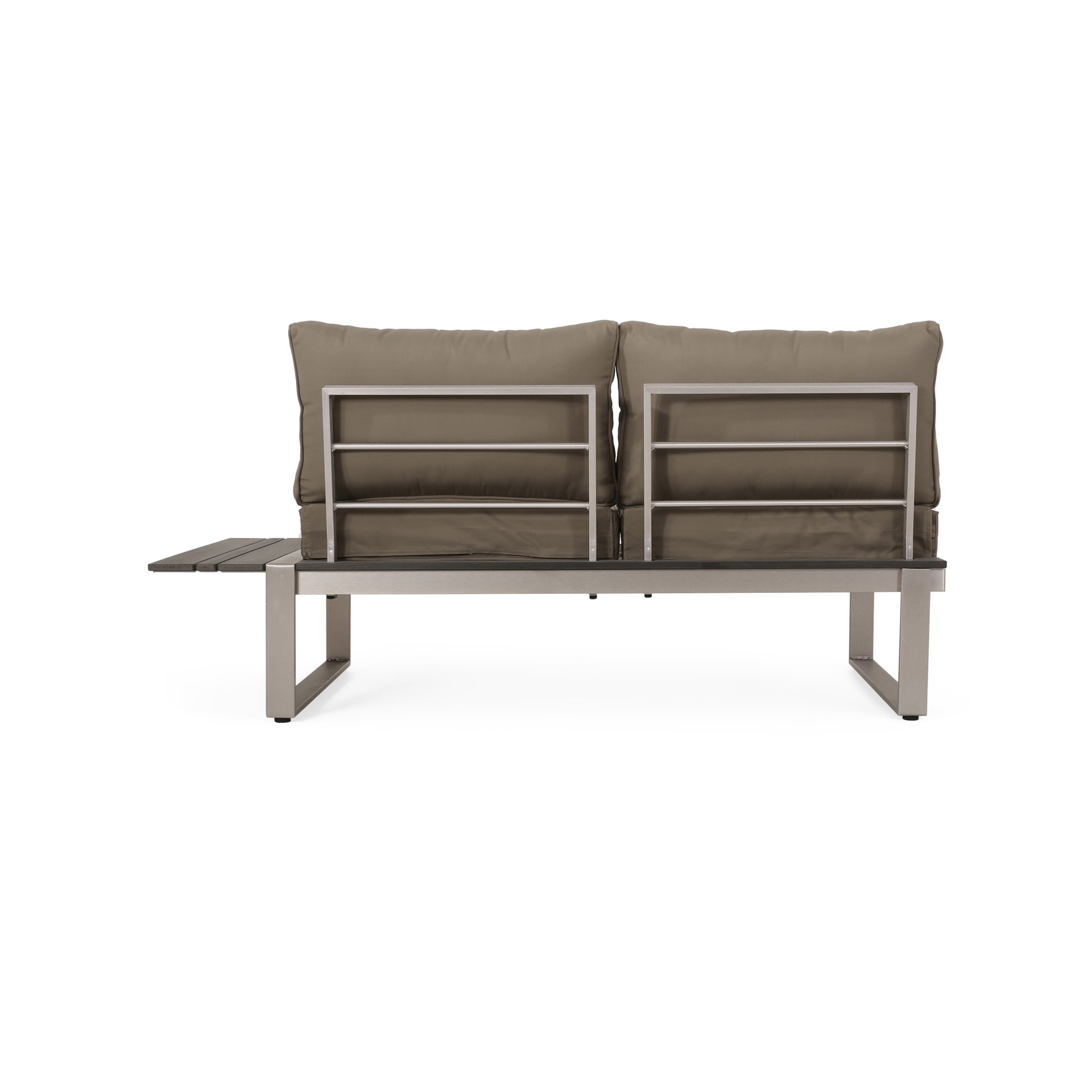 Sterling - Outdoor Aluminum V Shaped 5 Seater Sofa Set With Cushions - Gray / Khaki / Silver - Image 12