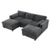 Modular Sectional With Storage Pockets, 5 Seat U Shaped Couch Set With Pillows Free Combination Modern Cloud Sofa With 2 Movable Ottoman - Dark Gray - Image 5