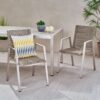 Outdoor Modern Aluminum Dining Chair Set With Rope Seat (Set of 2) - Silver / Taupe - Image 5