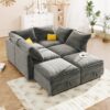 Versatile 6 Piece Modular Sofa Bed With Storage, Stylish Faux Double Layer Cushions, Comfortable & Durable Design, Perfect For Any Living Space - Gray - Image 2