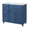 36" Bathroom Vanity With Sink, Soft Close Doors, Adjustable Shelves - Blue - Image 13