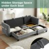 Modern L Shaped Sectional Sofa With Storage, Movable Ottoman, And Throw Pillows - Gray - Image 6