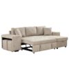 Modern L-Shape 3 Seat Reversible Sectional Couch, Pull Out Sleeper Sofa With Storage Chaise And 2 Stools For Living Room Furniture Set - Cream - Image 10