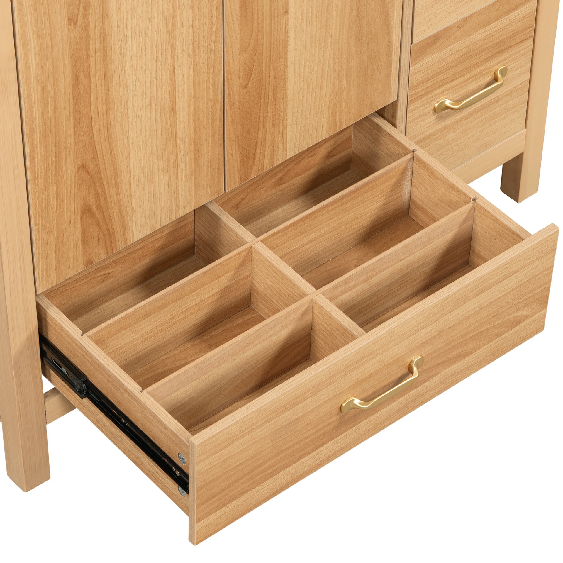 36" Bathroom Vanity, 2 Soft Close Doors, 4 Soft Close Drawers, Adjustable Shelf, Storage Cabinet - Acacia Wood - Image 17