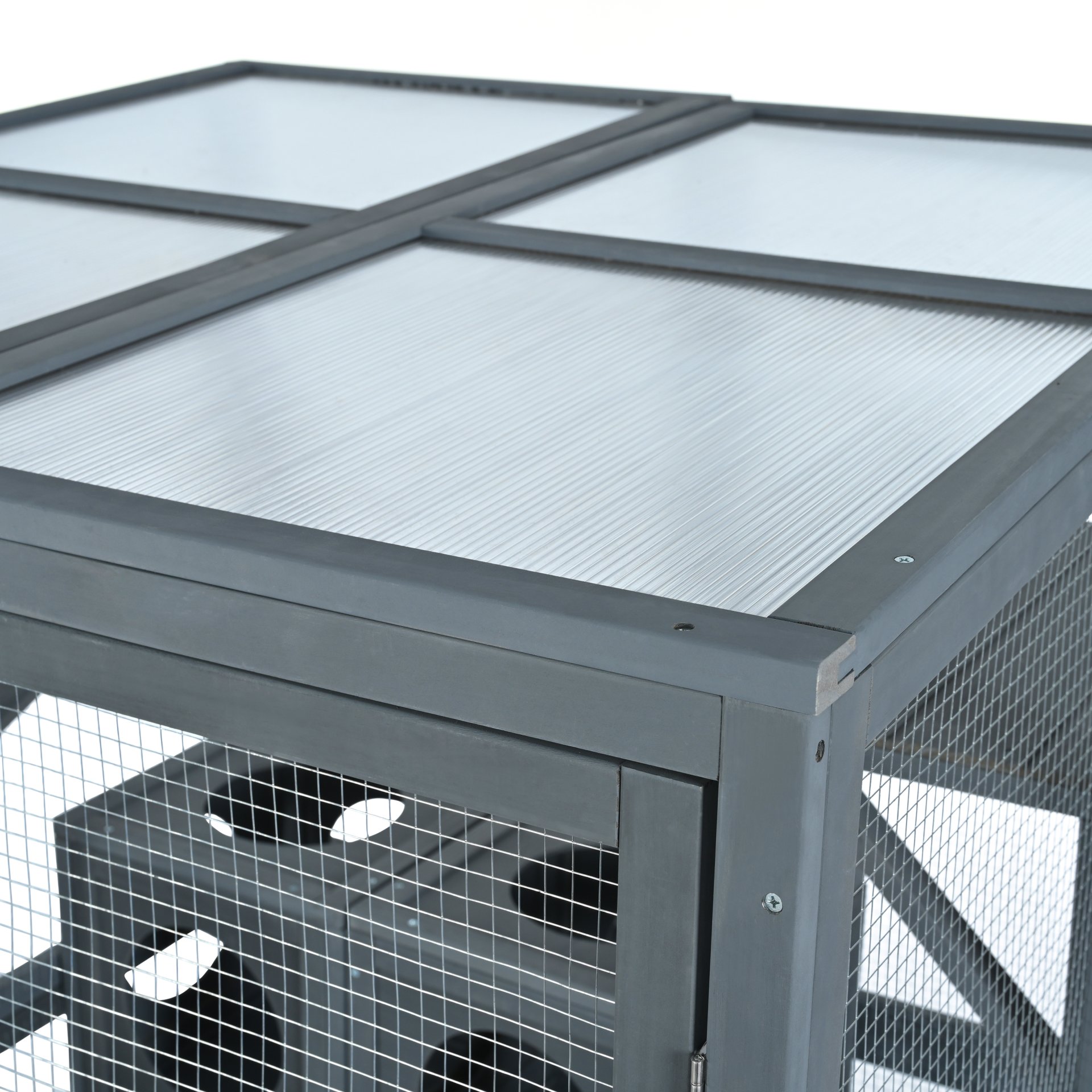 Outdoor Cat House With Shelves And Weather Protection, Removable Wood Boxes - Gray - Image 13