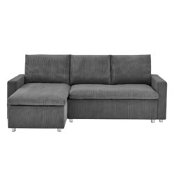 Modern L Shaped Convertible Sleeper Sofa Bed With Pull Out Bed And Reversible Chaise - Gray