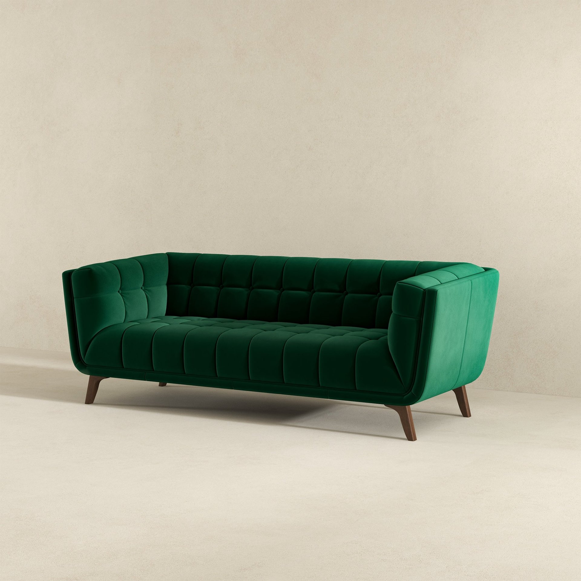 Addison - Large Velvet Sofa - Dark Green / Green - Image 6