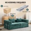 Convertible Floor Sofa Bed With Fixed Shape Frame, Loveseats Boneless Modular Sectional, For Living Room - Dark Green - Image 11