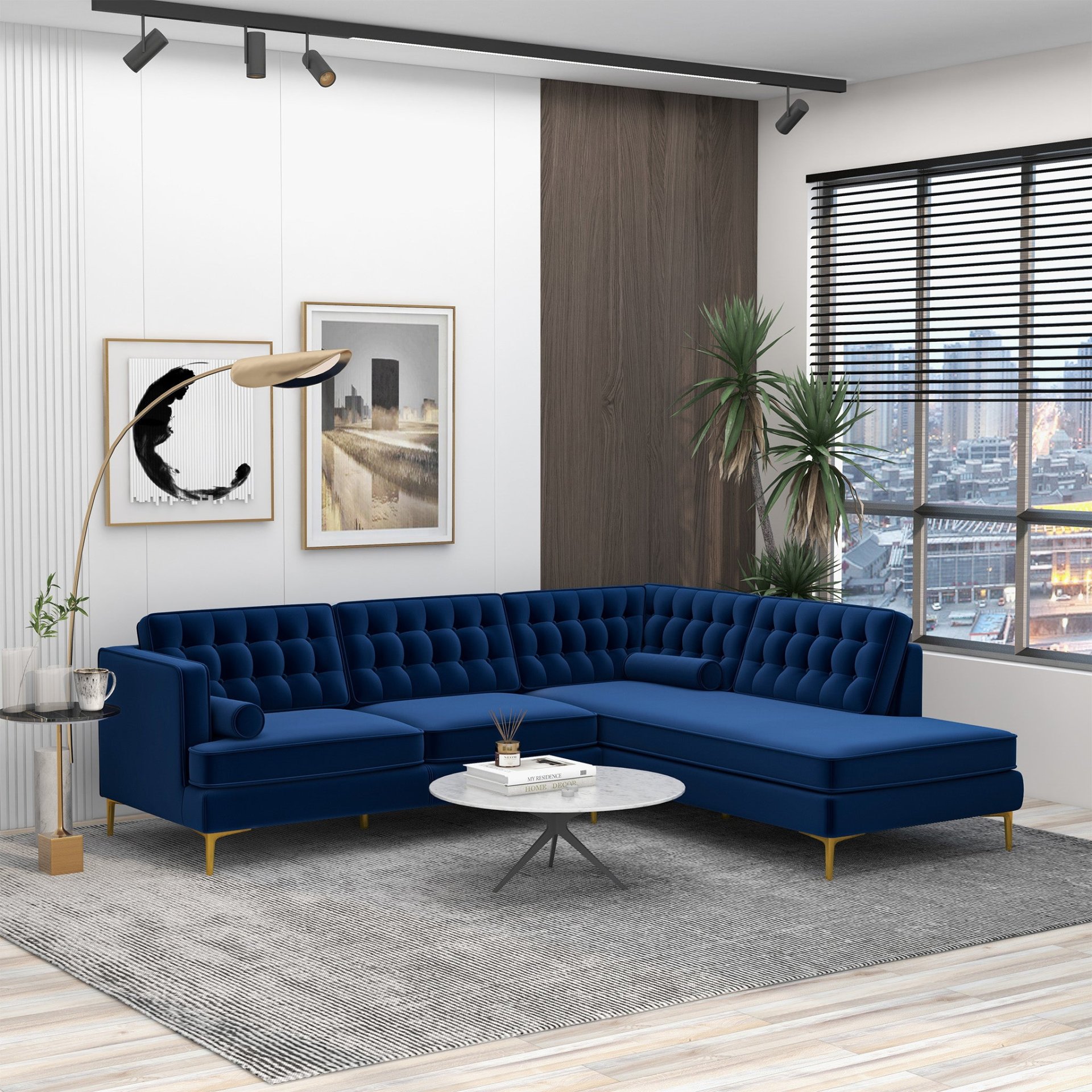 Brooke - Sectional Sofa Right Facing - Blue - Image 2