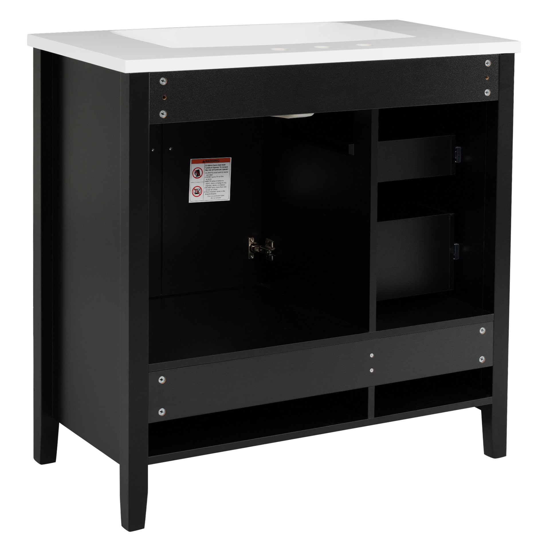 Bathroom Vanity With Sink, Soft Closing Doors & Drawers, Metal Handles - Black - Image 15