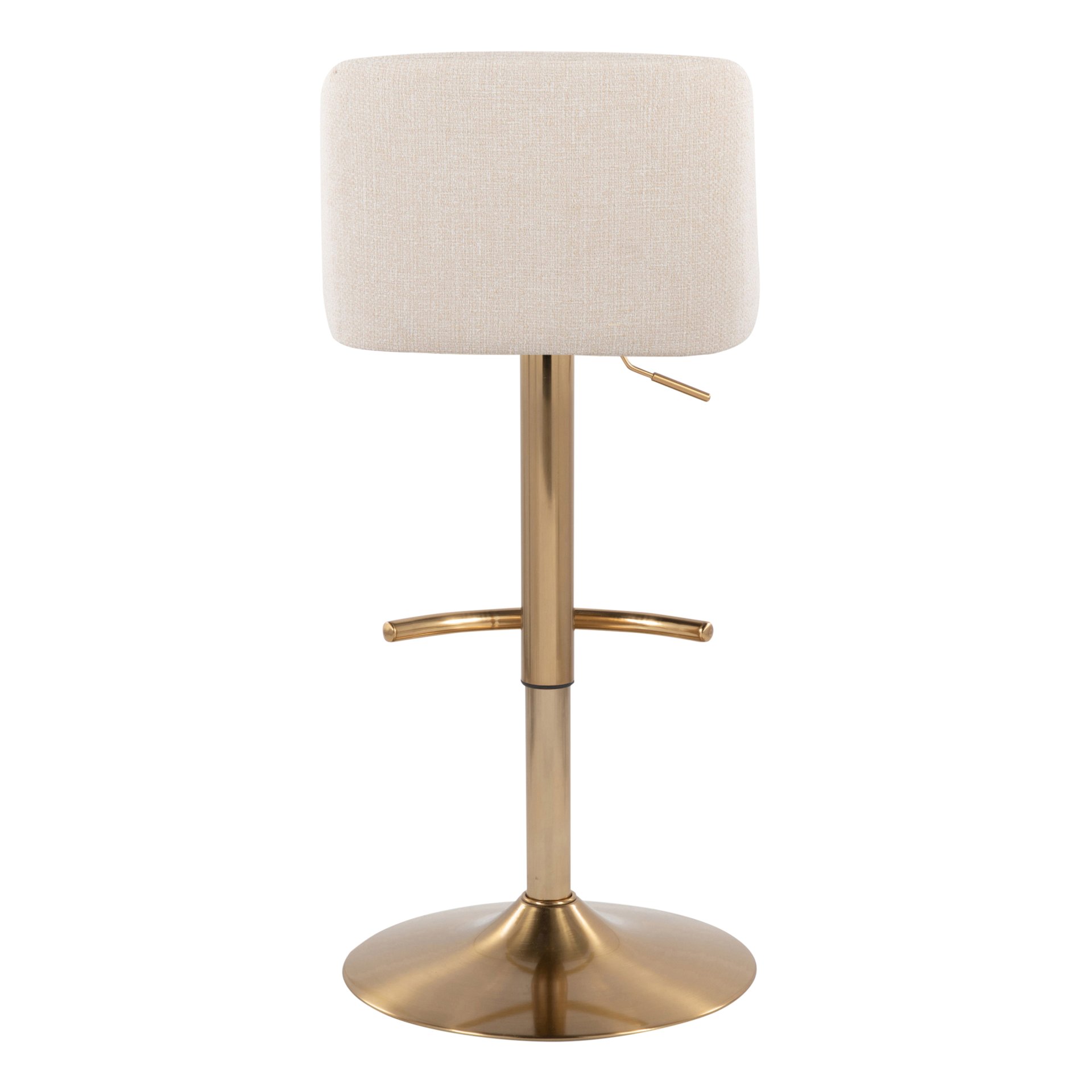 Toriano - Contemporary Adjustable Barstool With Swivel With Rounded T Footrest (Set of 2) - Cream / Gold - Image 5