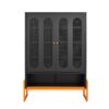 Modern Metal Shoe Cabinet With Double Sided Mesh Doors And Adjustable Partitions - Black - Image 19
