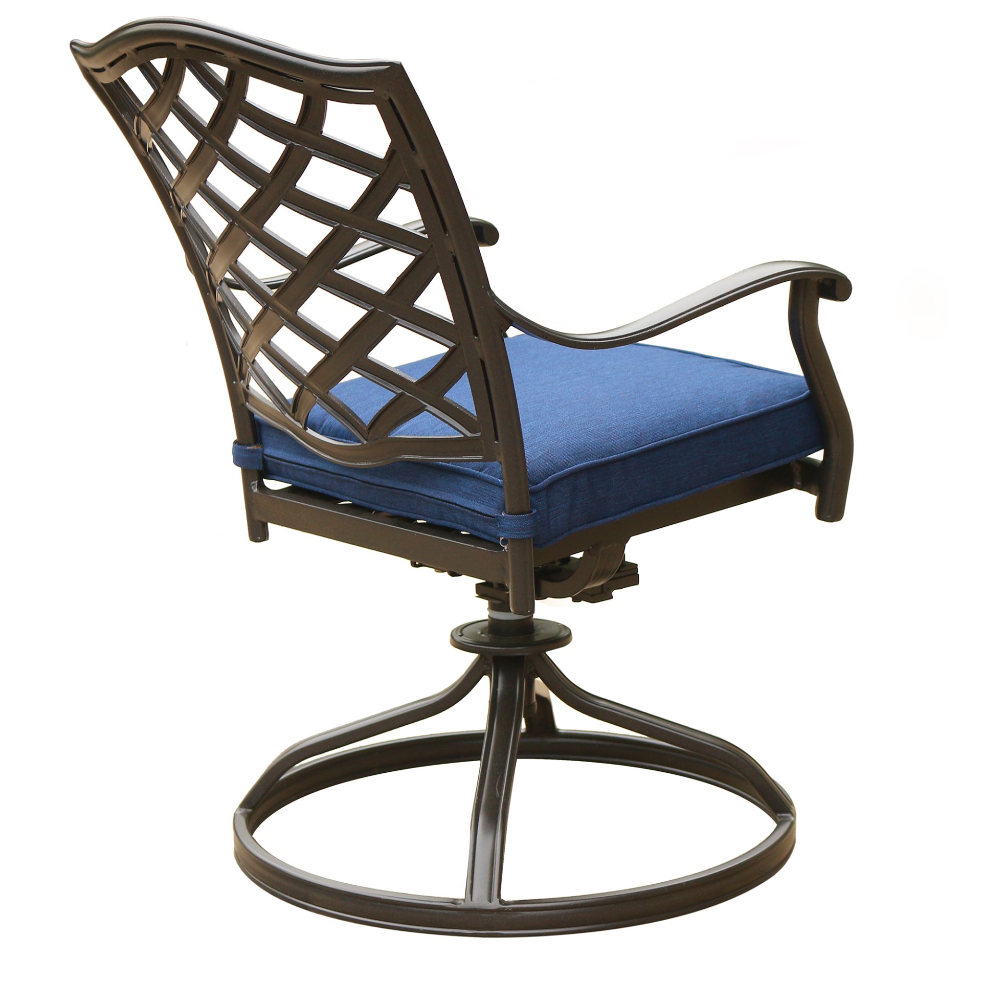 Outdoor Patio Aluminum Swivel Rocker Dining Chair With Cushion (Set of 2) - Navy Blue - Image 6
