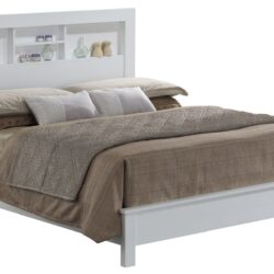 Queen Bed Stylish Transitional - White