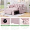 Multi Functional Sofa Bed With Cup Holder And USB Port For Living Room Or Apartments - Pink - Image 5