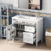 Bathroom Vanity With Top Sink, Modern Bathroom Storage Cabinet 2 Drawers And A Tip-Out Drawer, Single Sink Bathroom Vanity - White - Image 3