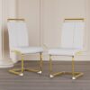 Dining Chairs (Set of 4), Side Dining Room Chairs With Golden Legs, Kitchen Chairs With Padded Seat High Back - White - Image 8