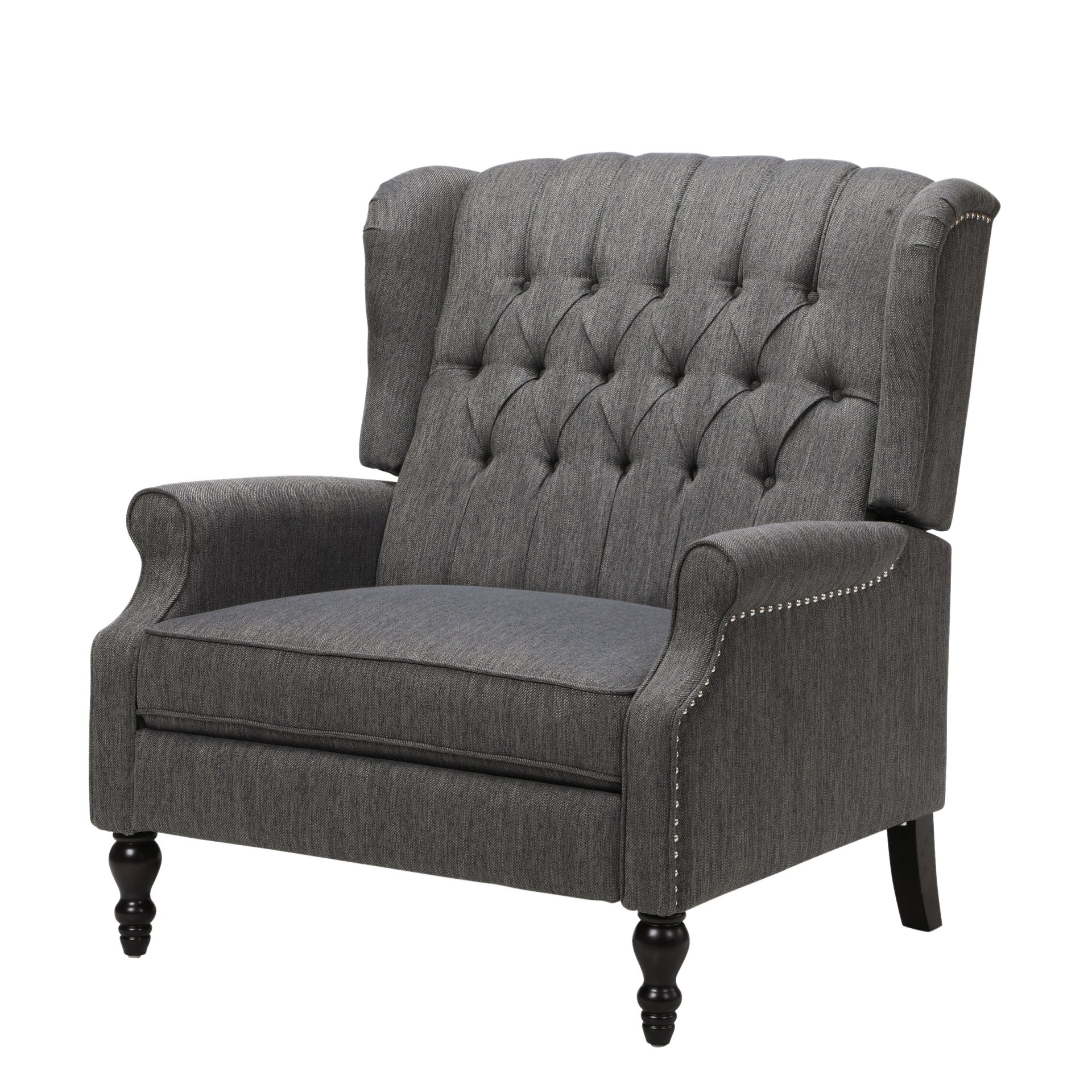 Dunham - Contemporary Fabric Tufted Oversized Pushback Recliner - Charcoal - Image 7