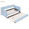 Upholstered Daybed Sofa Bed Twin Size With Trundle Bed And Slat - Light Blue - Image 14