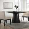 Jasper - 3 Piece Wide Contemporary Round Dining Table With Beige Fabric Chairs (Set of 3) - Ebony Black - Image 10