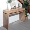 Rustic Wood Console Table With 3 Drawers Entryway Table For Hallway, Foyer, Or Office - Natural / Natural & Light Brown / Natural Wood / Natural Wood Wash / Natural / Rustic - Image 5