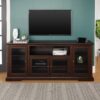 Transitional Classic 70" TV Stand For 80" TVs With 4 Glass Doors - Espresso - Image 6