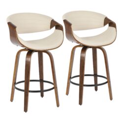 Symphony - Mid-Century Modern Counter Stool (Set of 2) - Walnut / Cream