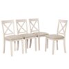 Modern Dining Table Set For 4, Round Table And 4 Kitchen Room Chairs, 5 Piece Kitchen Table Set For Dining Room, Dinette, Breakfast Nook - Antique White - Image 21