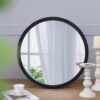 Circle Wall Mirror With Wooden Frame, Wall Mirror For Living Room - Black - Image 4