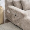 Chenille Interior Lazy Sofa Chaise Longue Armchair With Pillows And Armrests - Khaki - Image 14