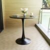 Mid Century Round Dining Table With Top & Pedestal Base For 2 - 4 People - Black - Image 4