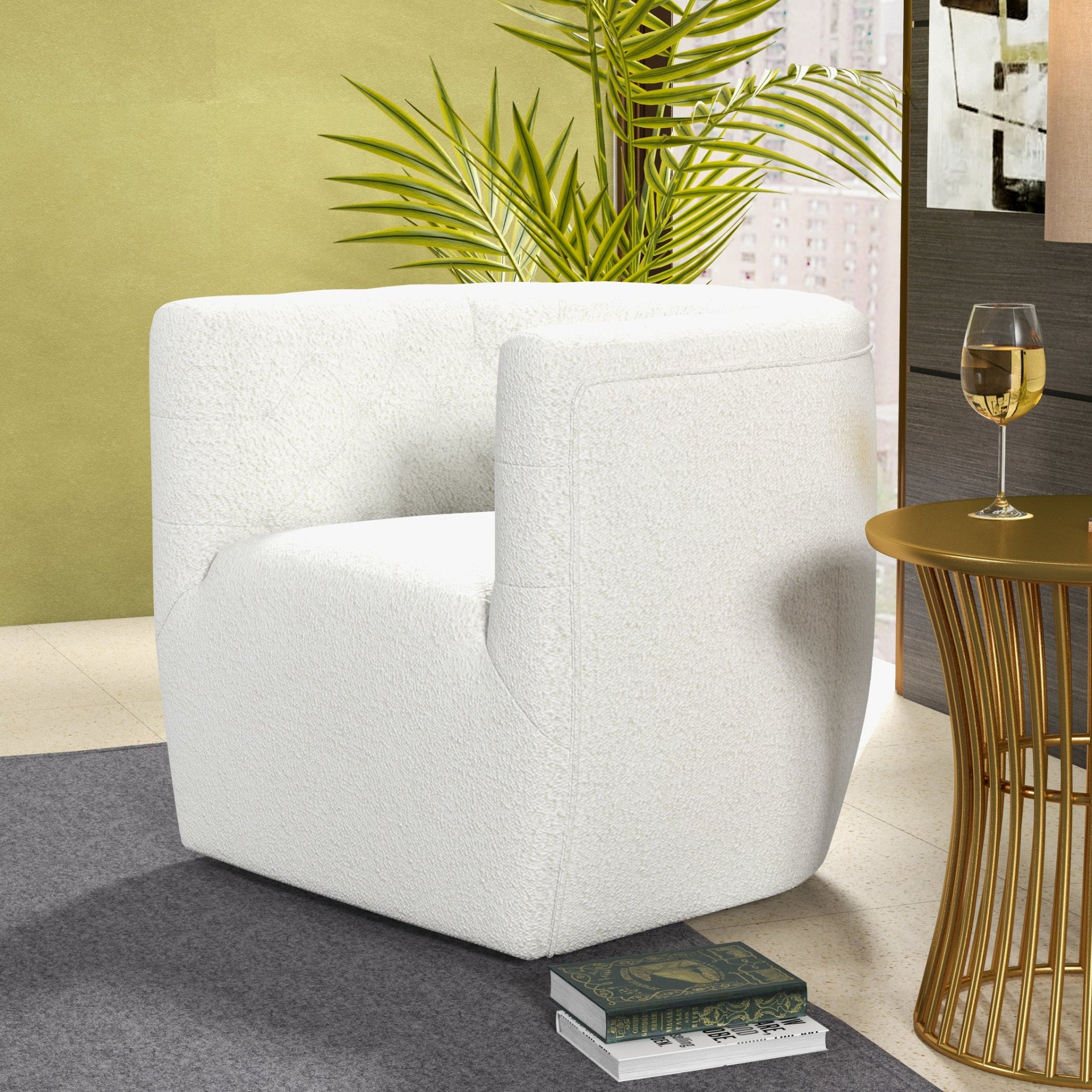 Delaney - Swivel Chair - Fabric - Beige - Image 6